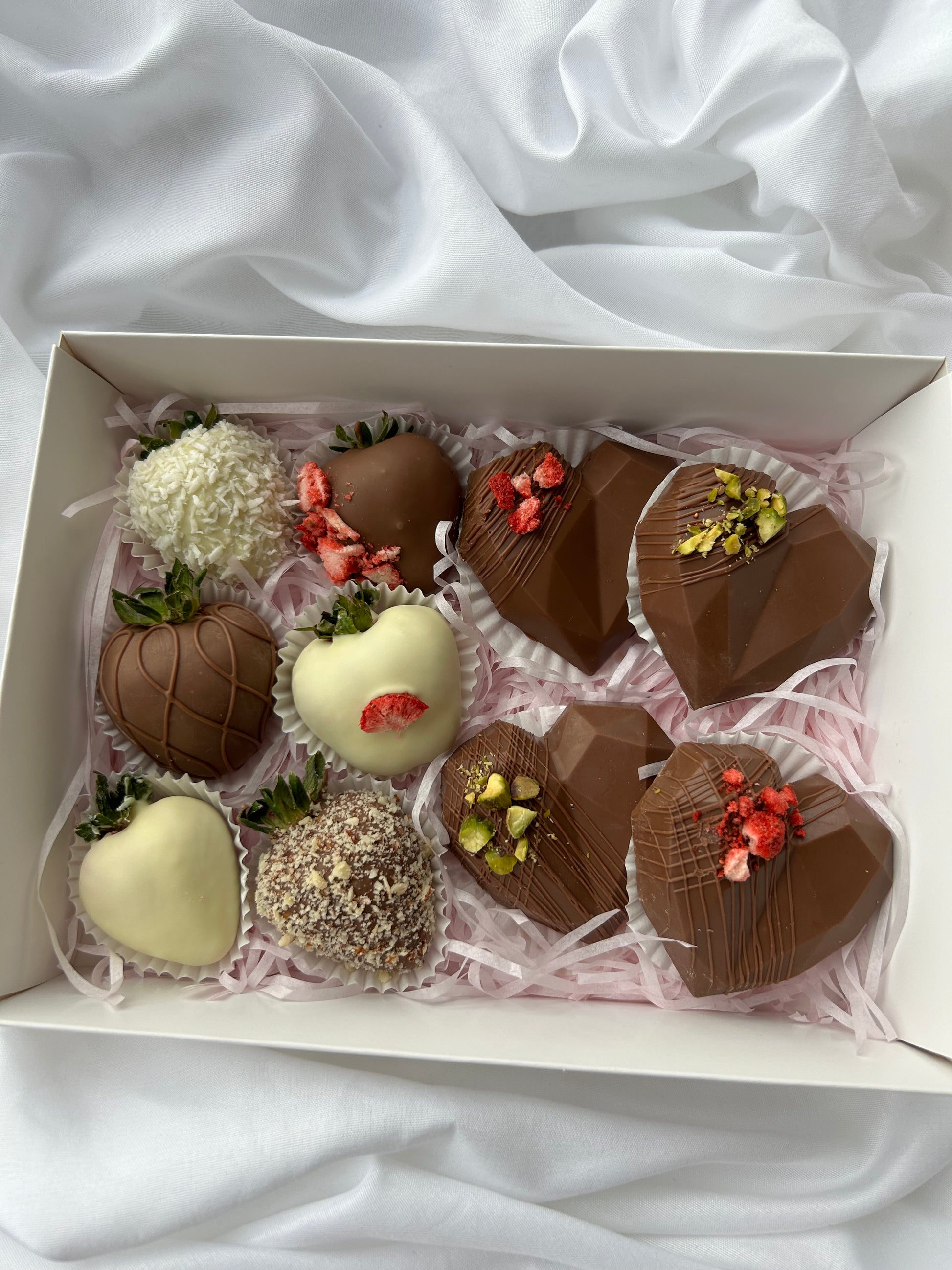 Close up gift box of sweet treats 