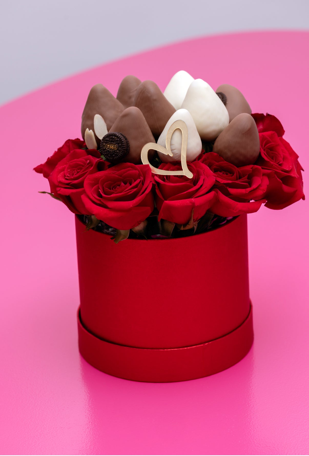 *Rose Box - Roses & Chocolate-Covered Strawberries Gift Box