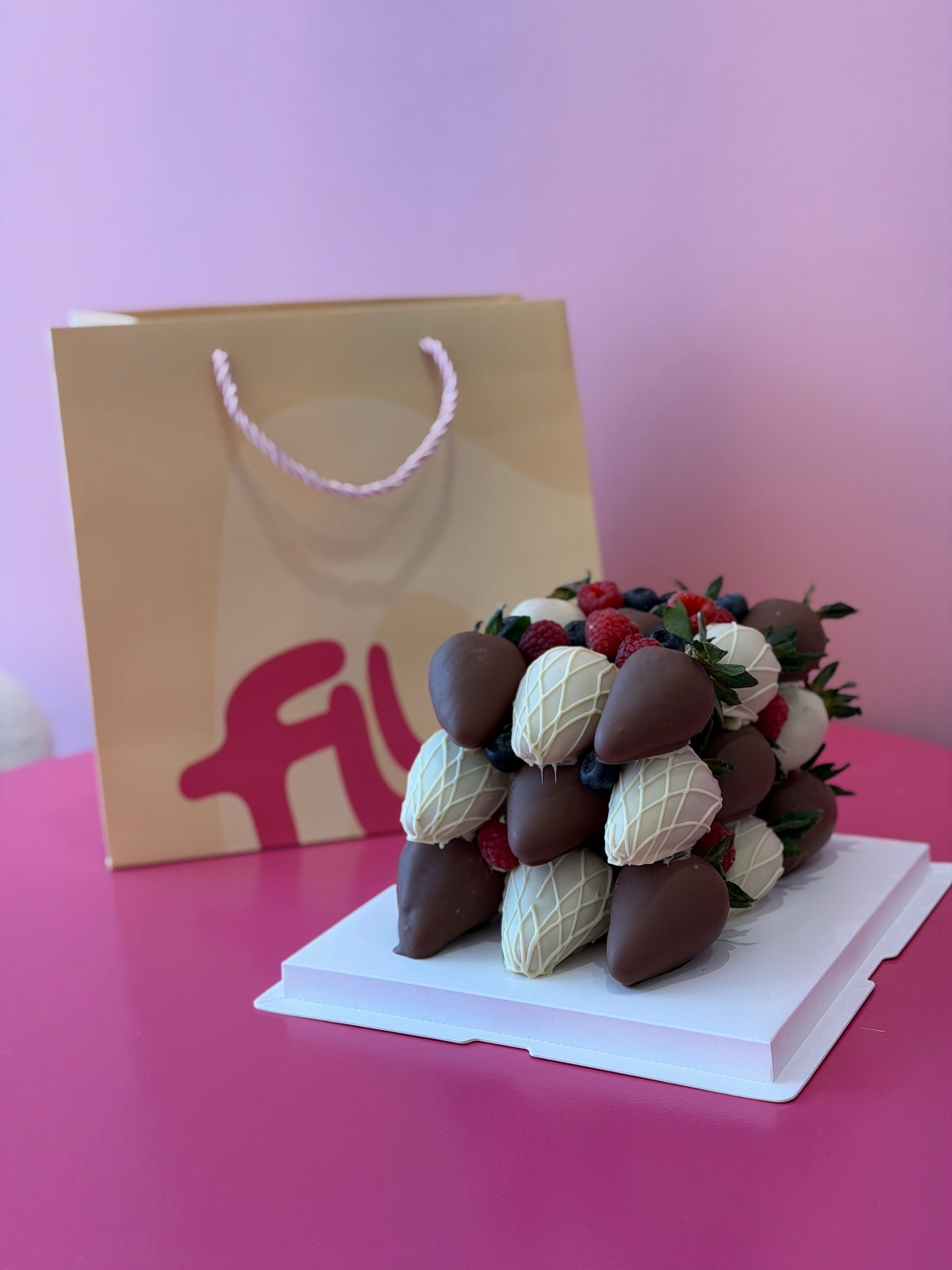 Chocolate covered strawberry Cube