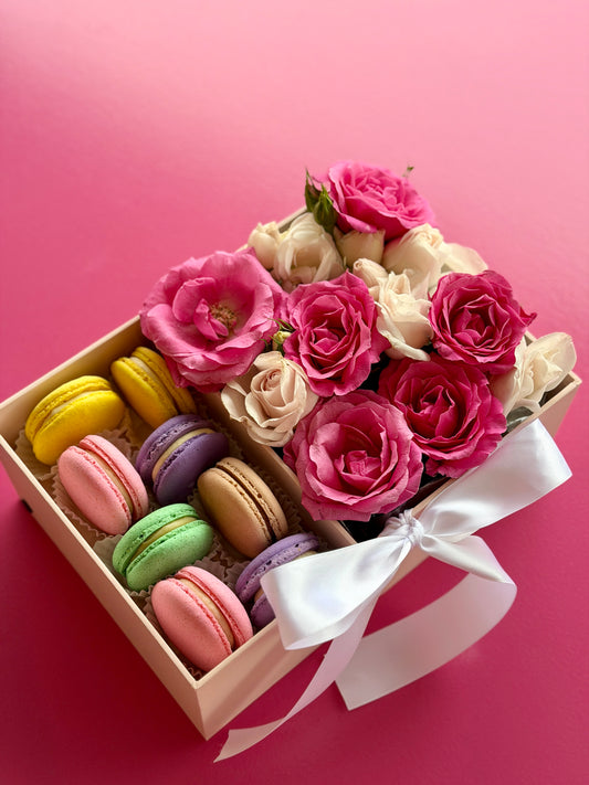 Elegant Rose & Macaron Gift Box